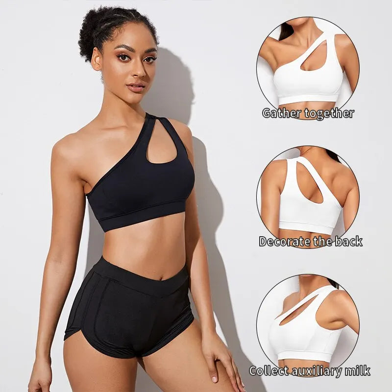 Top Esportivo Push Up Ombro Único — Suporte e Estilo