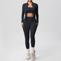 Conjunto Esportivo 3 Peças — Top + Jaqueta + Legging de Alta Performance
