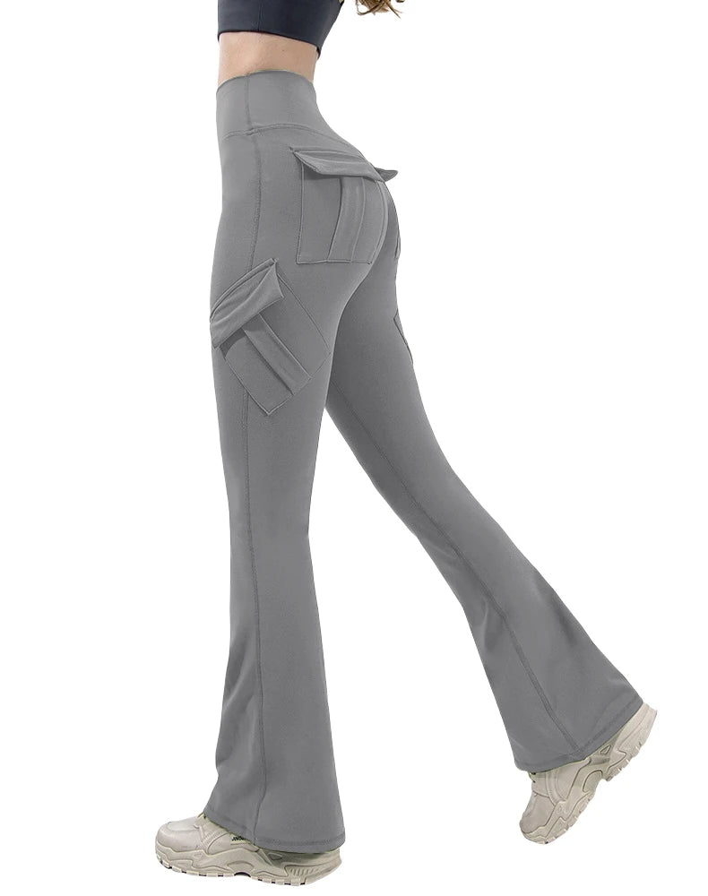 Legging Wide Leg com Bolsos — Perna Larga e Alta Compressão