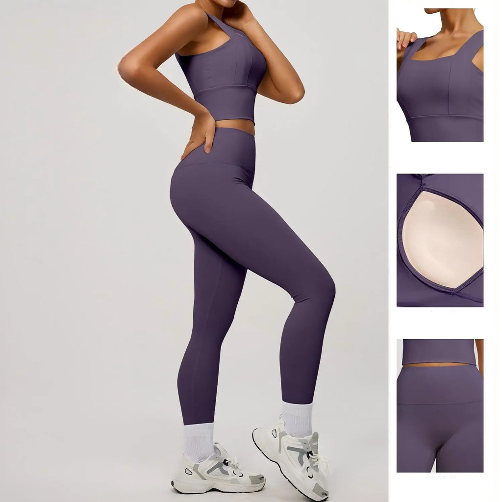 Conjunto Yoga Segunda Pele — Top + Calça Cintura Alta Slim