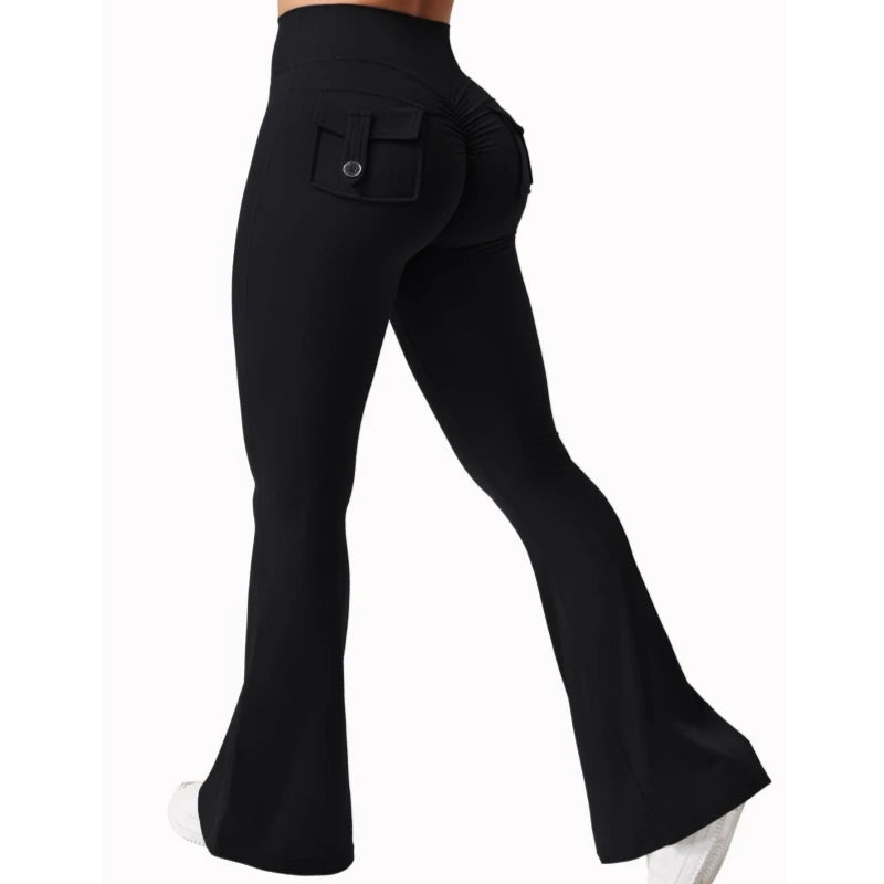 Legging Wide Leg com Bolsos — Perna Larga e Alta Compressão