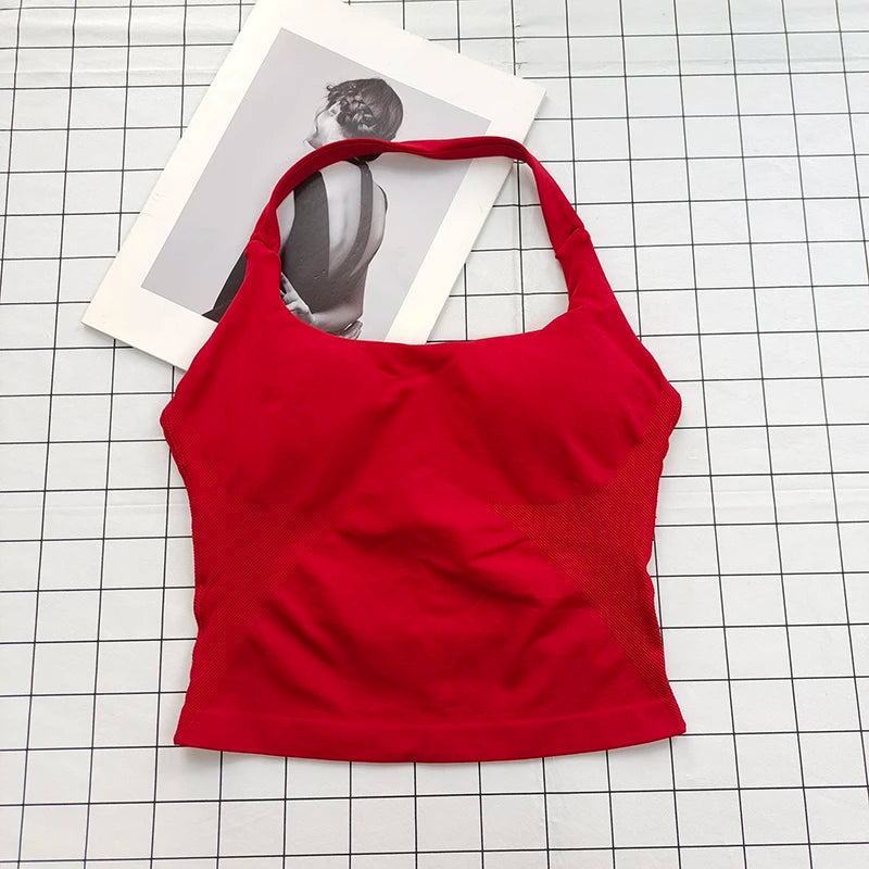 Top Cropped Halter Pescoço com Bojo — Costas Abertas e Suporte Total