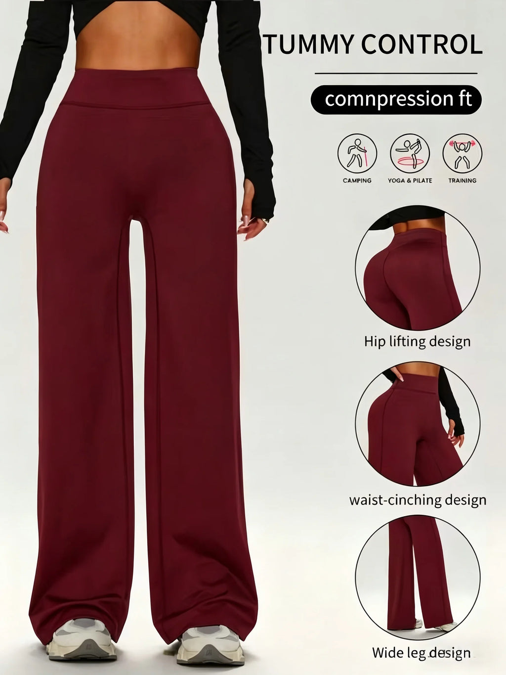 Calça Wide Leg Cintura Alta Tummy Control — Modela, Levanta e Impressiona
