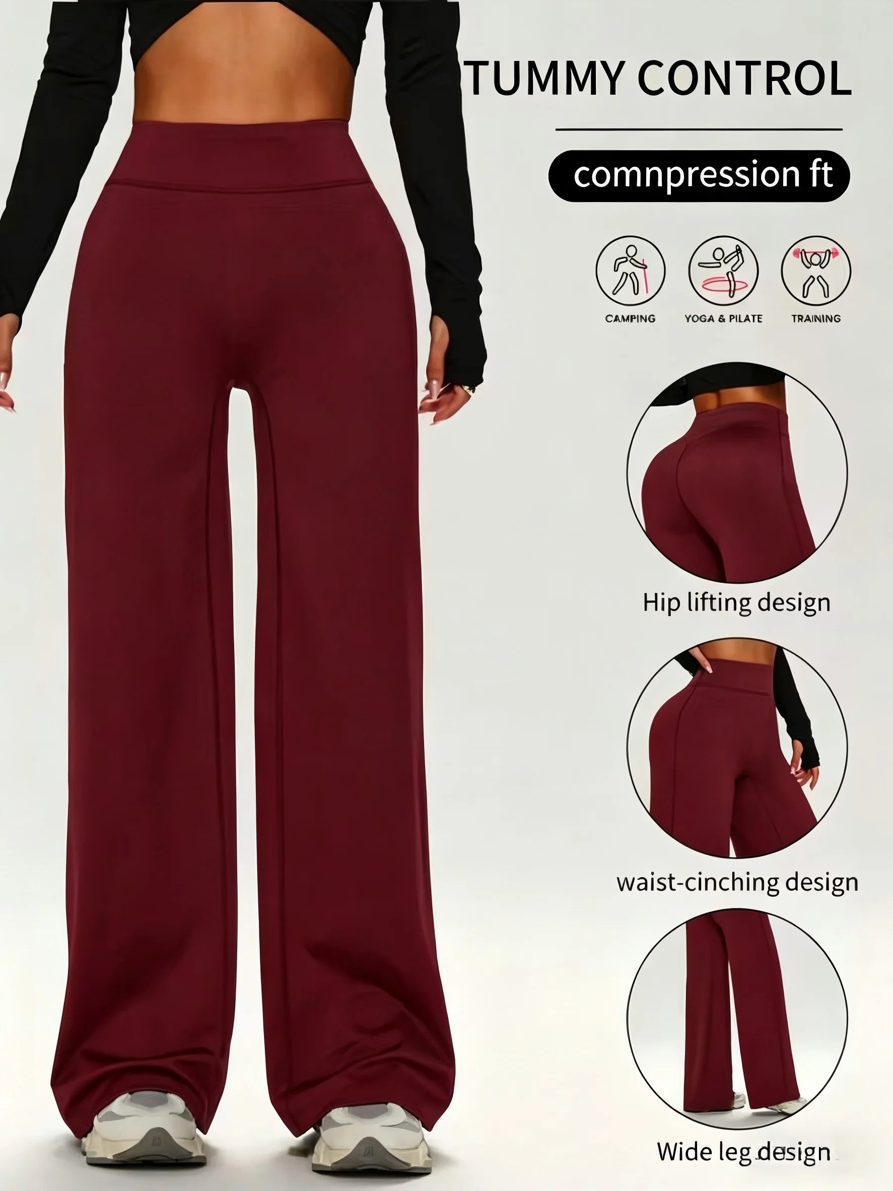 Calça Wide Leg Cintura Alta Tummy Control — Modela, Levanta e Impressiona