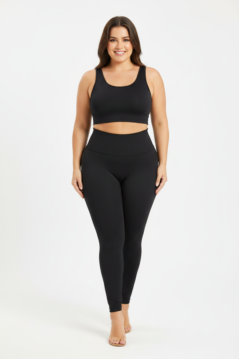 Legging Plus Size — Modelo Curvilínea · Preto